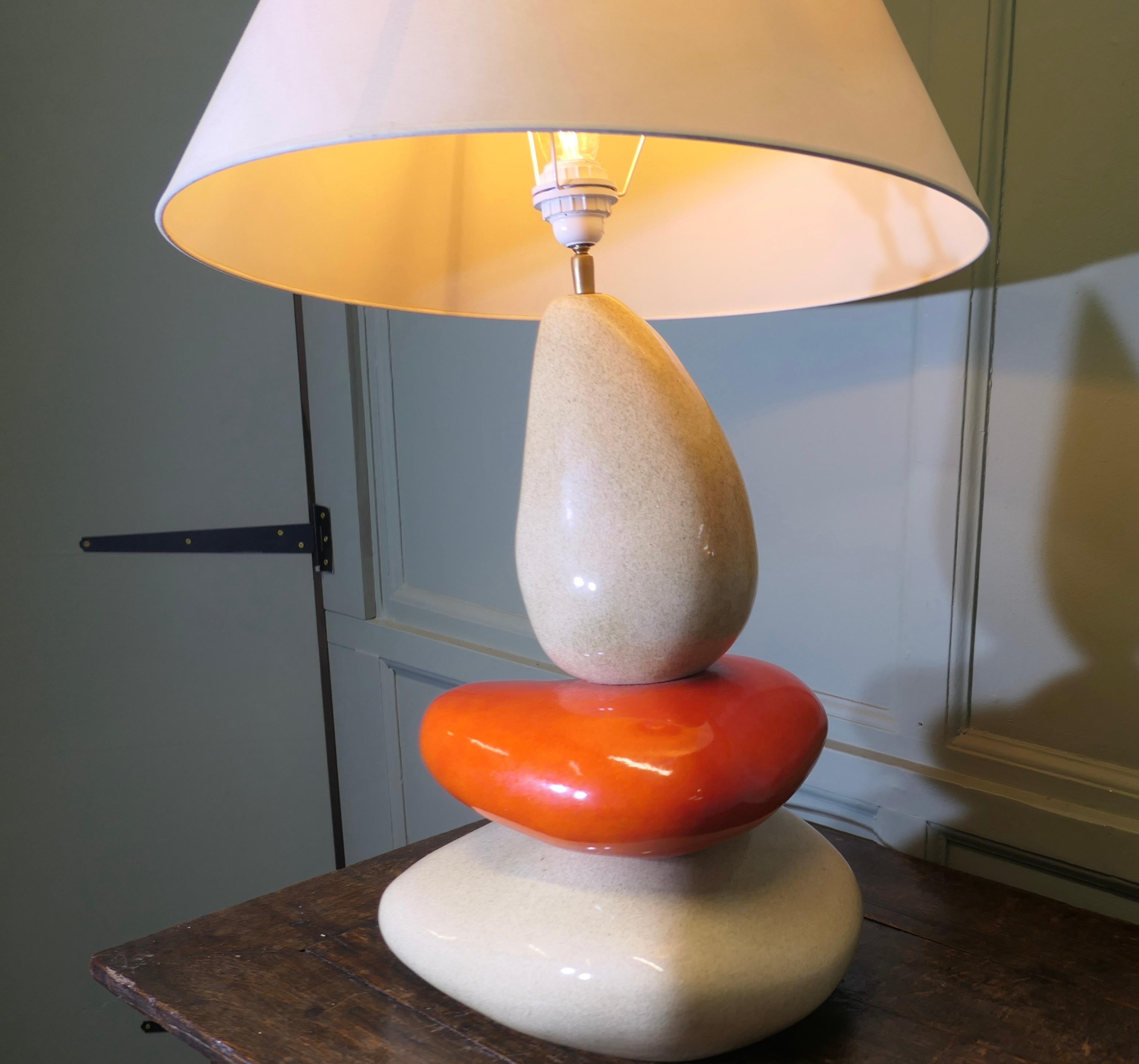 Mid-20th Century Large Francois Chatain Pebble Lamp from France  A Charming piece For Sale
