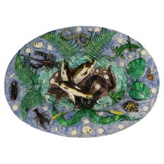 Plato grande de mayólica francesa Francois Maurice Palissy