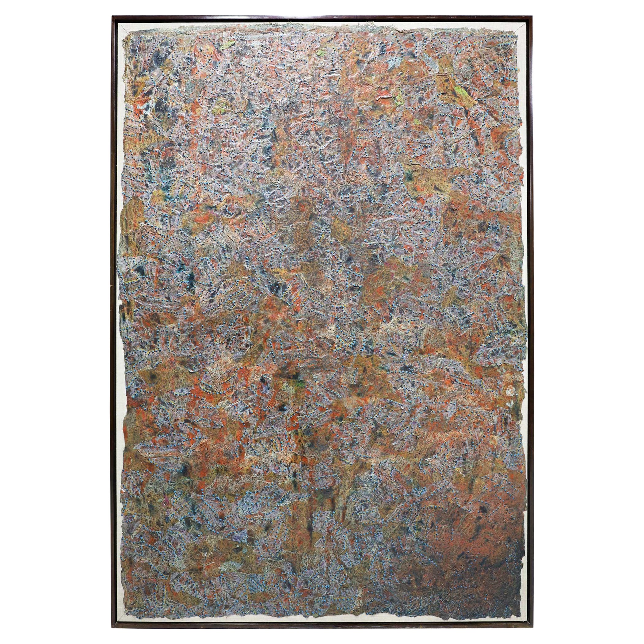 Großes Mixed Media-Gemälde von Frank Faulkner auf Leinen in Rahmen
