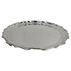 Large Frank Smith Chippendale Sterling Silver Tray with Piecrust Rim