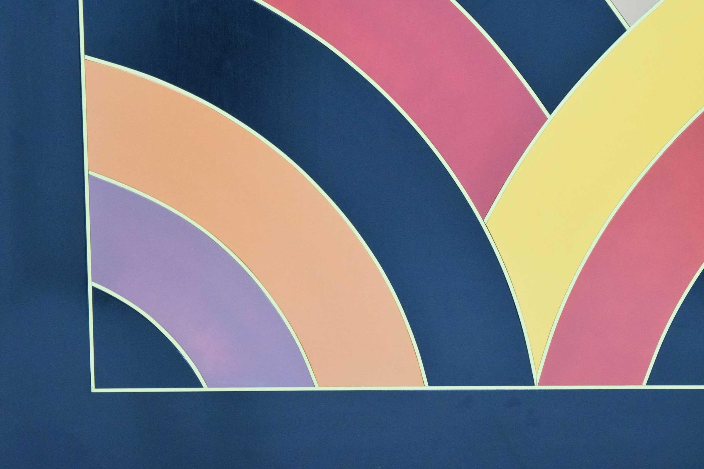 20th Century Large Painting on Board in Style of Frank Stella's Award Winning MOMA Logo For Sale