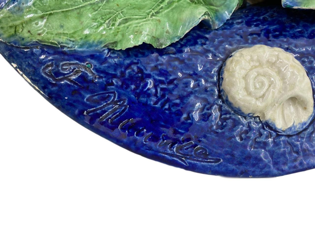 Large Franҫois Maurice Palissy Ware Majolica Trompe L'oeil Fish Plaque, 1880 For Sale 3