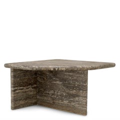 Large Free Form Coffee Table in Silver Travertine Finish