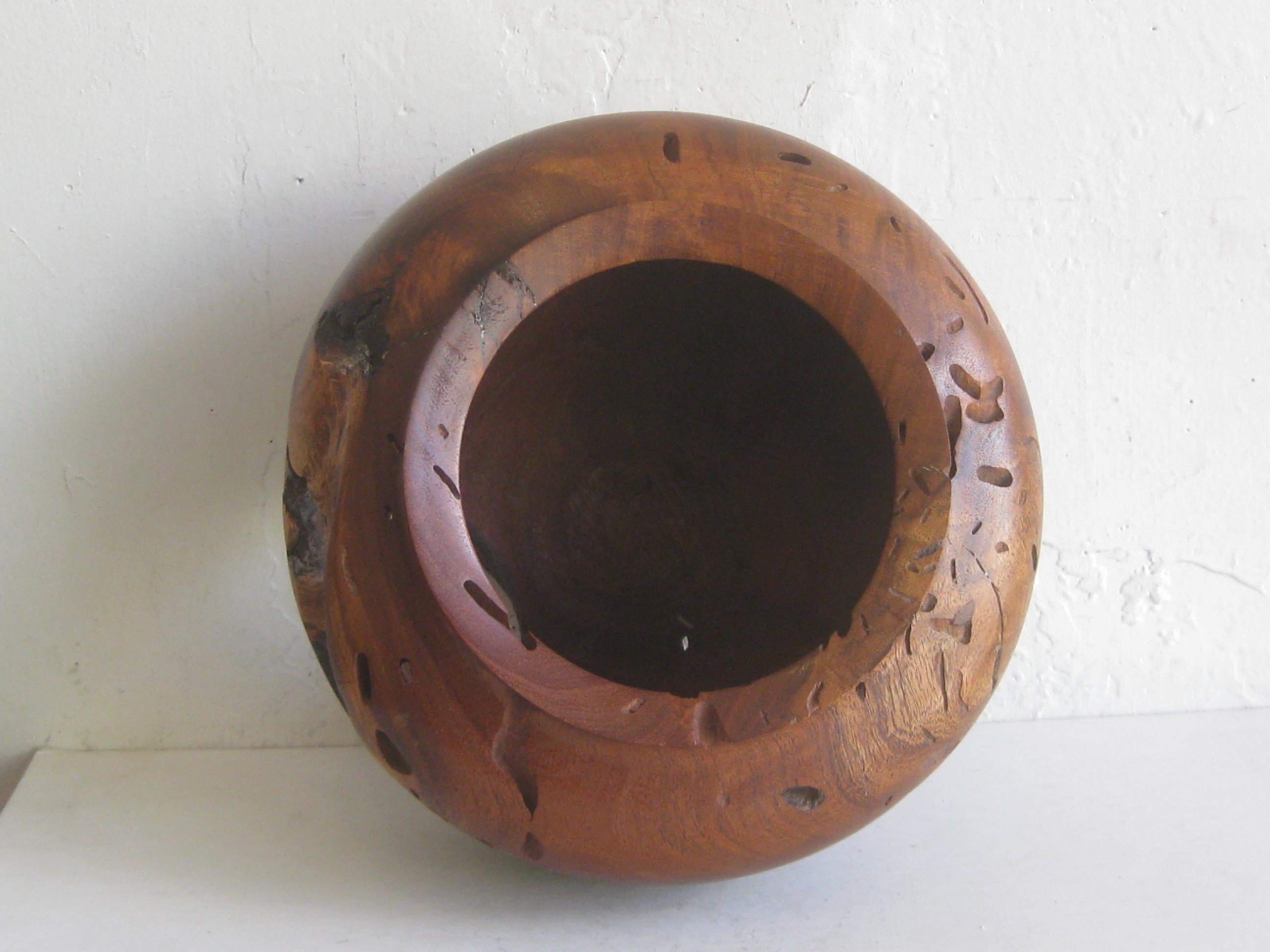 Large Freeform Mesquite Wood Organic Live Edge Bowl Vase by Norman Harrison For Sale 3
