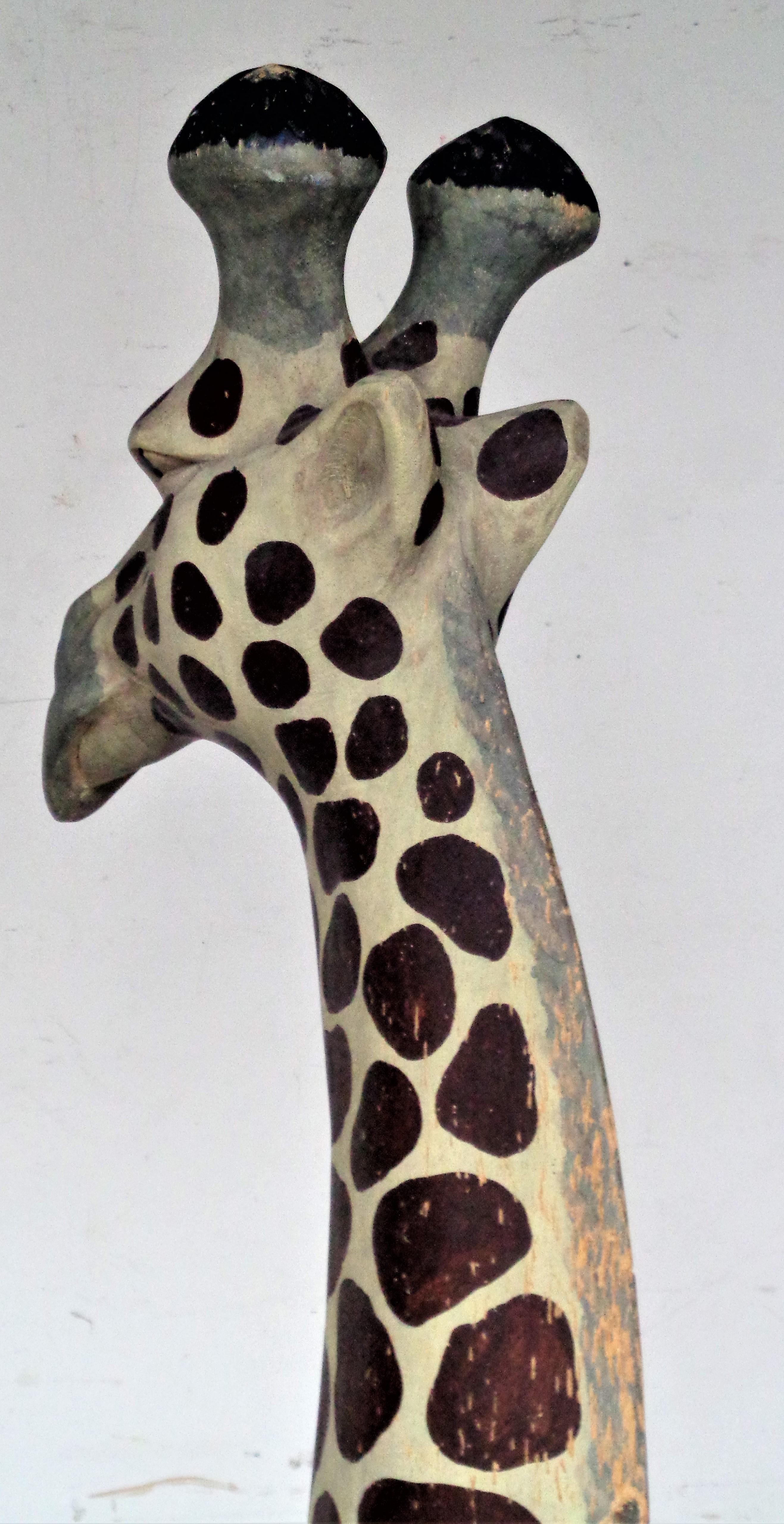 Large Free Standing Carved Wood Giraffe 2