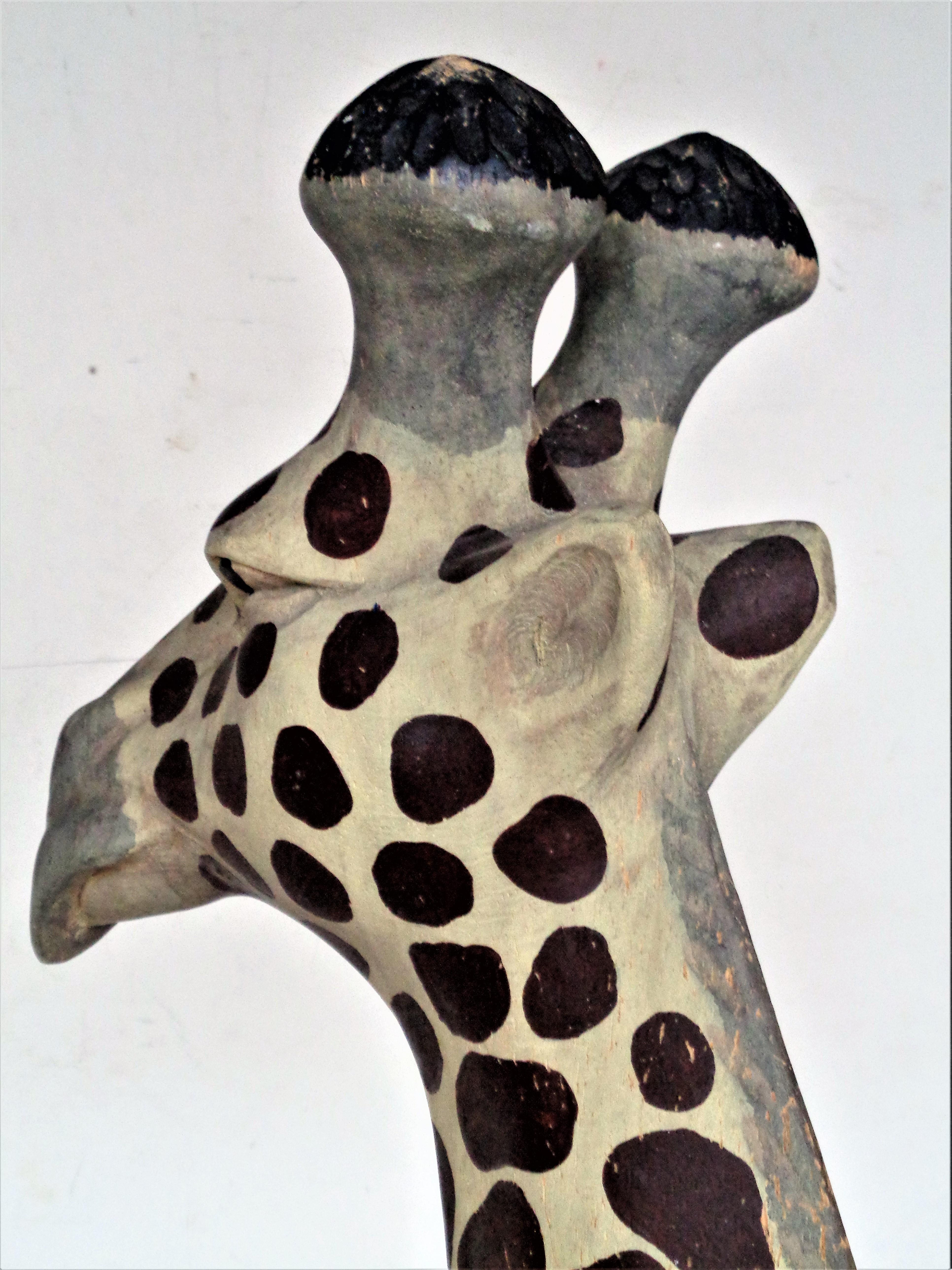 Large Free Standing Carved Wood Giraffe 5