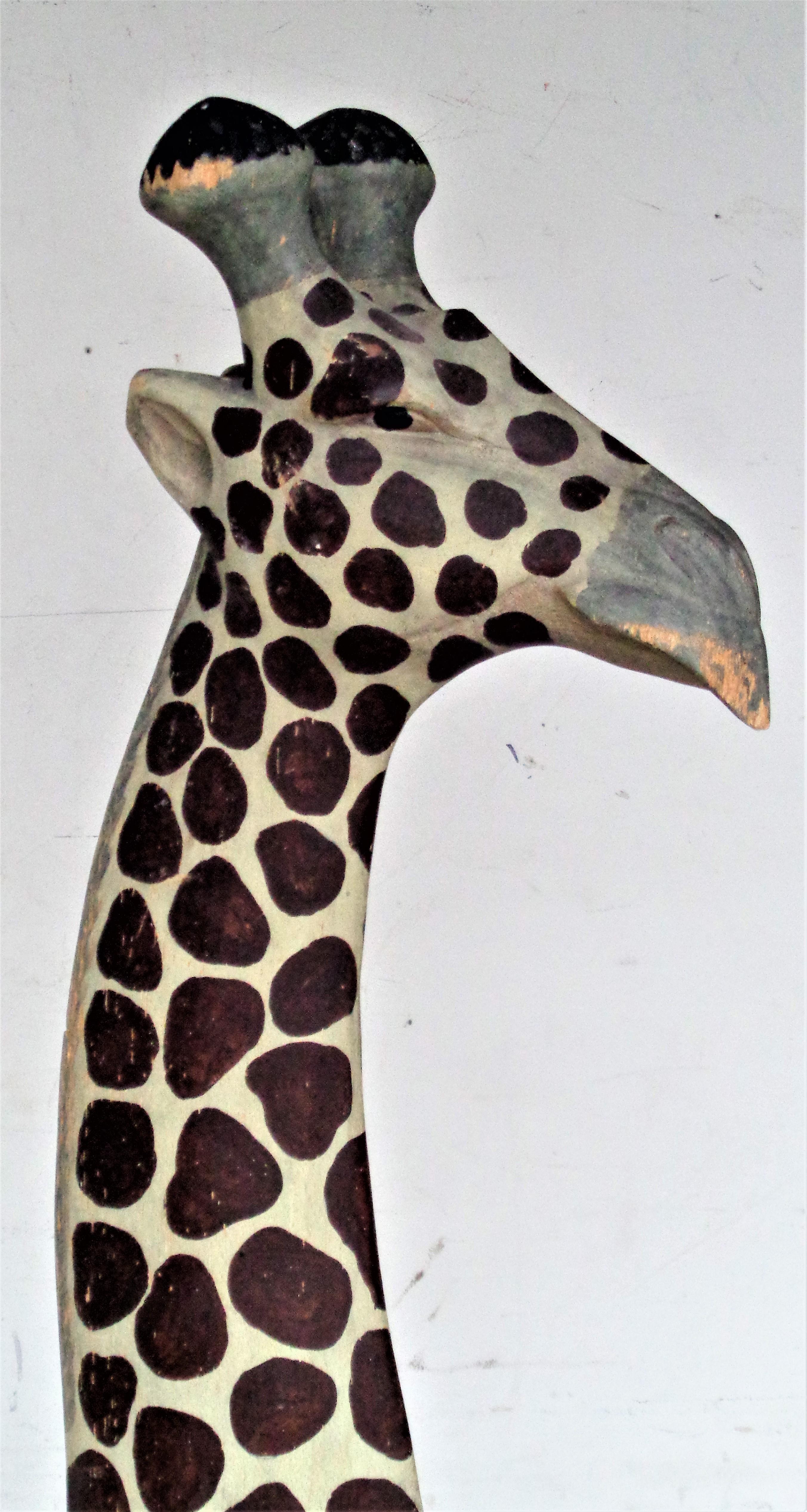 Large Free Standing Carved Wood Giraffe 8