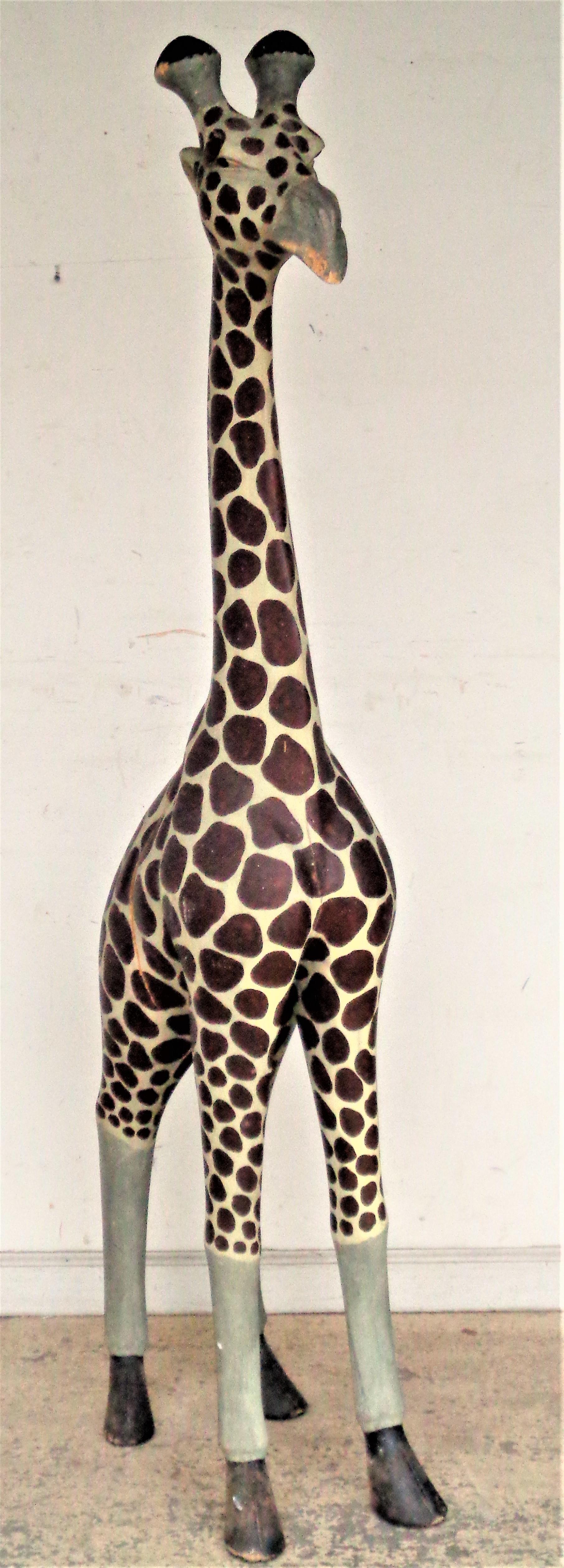 Standing 19 Kamagong Wood Hand Carving Of Giraffe 