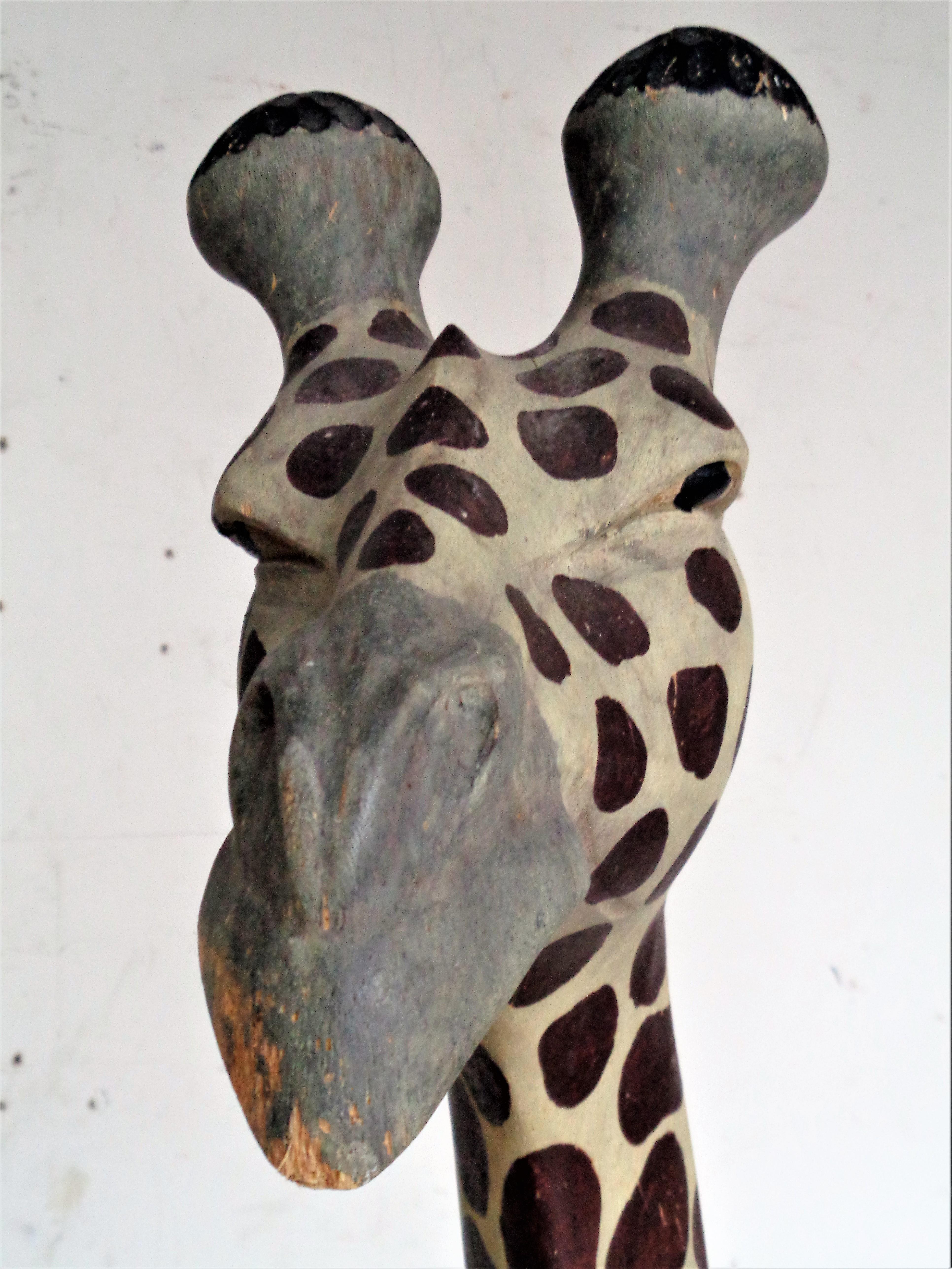 Large Free Standing Carved Wood Giraffe 1