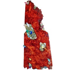 Large Free Standing Contemporary Art Sculpture, Redwood, Crystals and Gemstones
