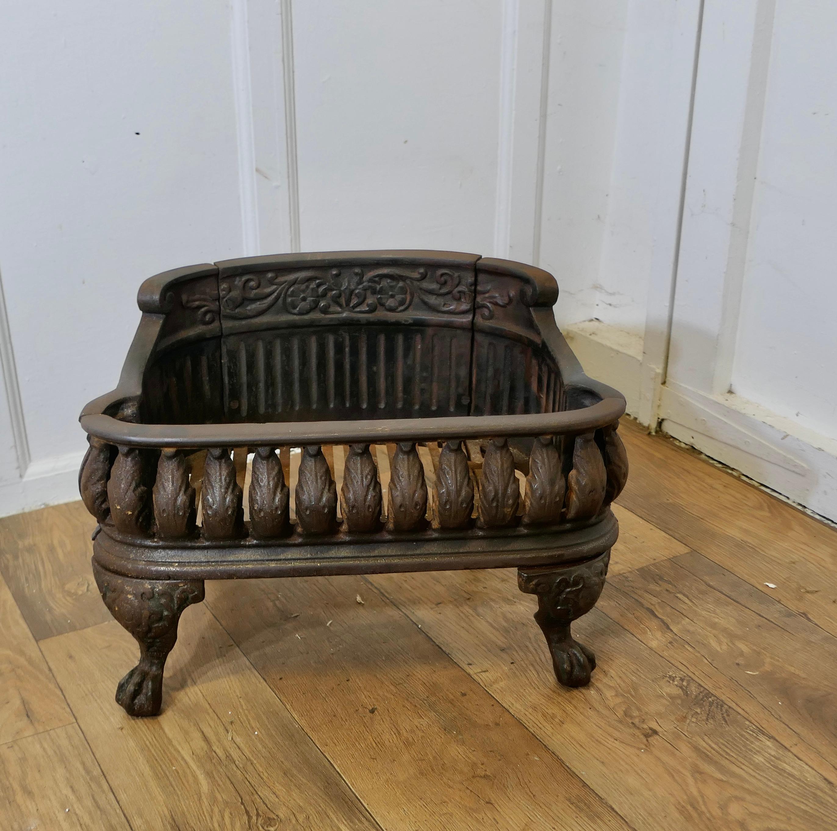 Iron Large Free Standing Fire Grate with Swivel Action Opening For Sale