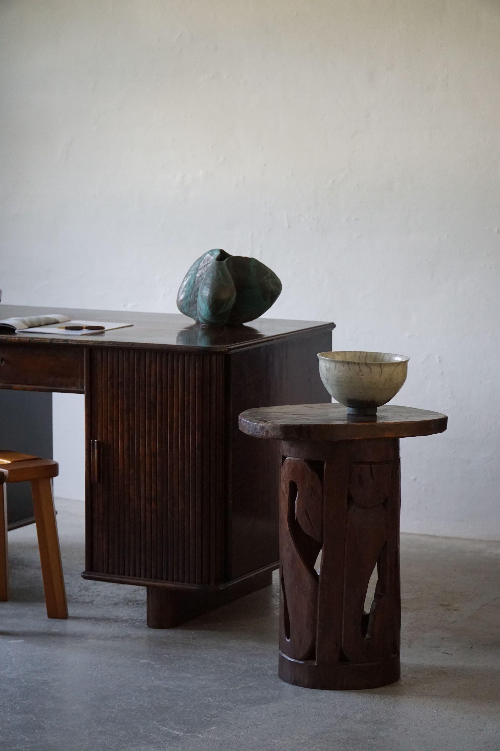 Large Freestanding Danish Art Deco Tambour Desk in Lacquered Beech, 1940s 1