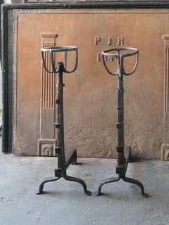 Large French 17th Century Gothic Andirons or Landiers