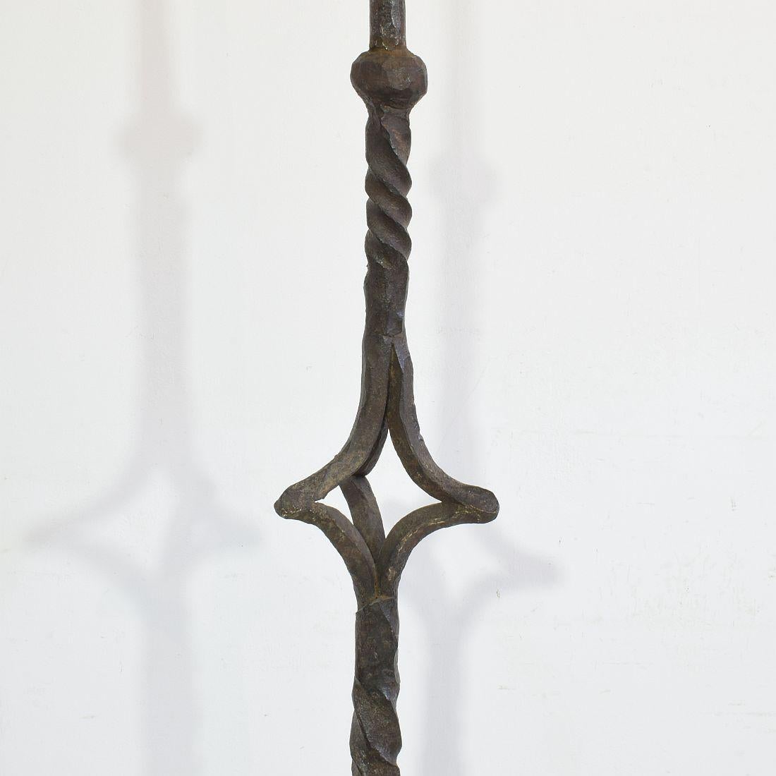 Large French 17th Century Hand Forged Iron Candleholder 14