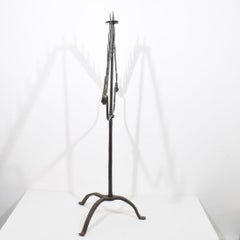 Large French 17th Century Hand Forged Iron Candleholder