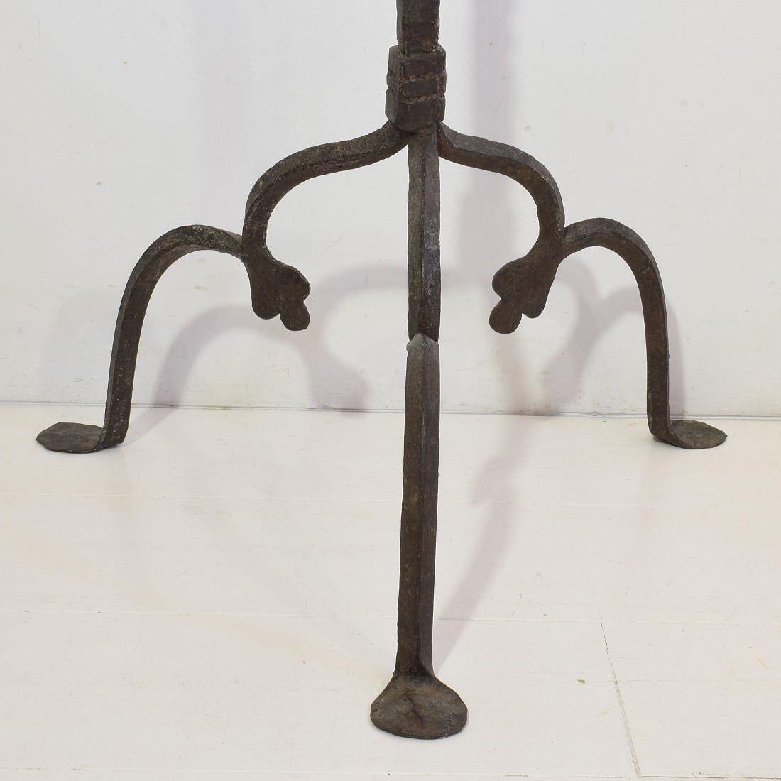 Large French 17th Century Hand Forged Iron Candleholder 15