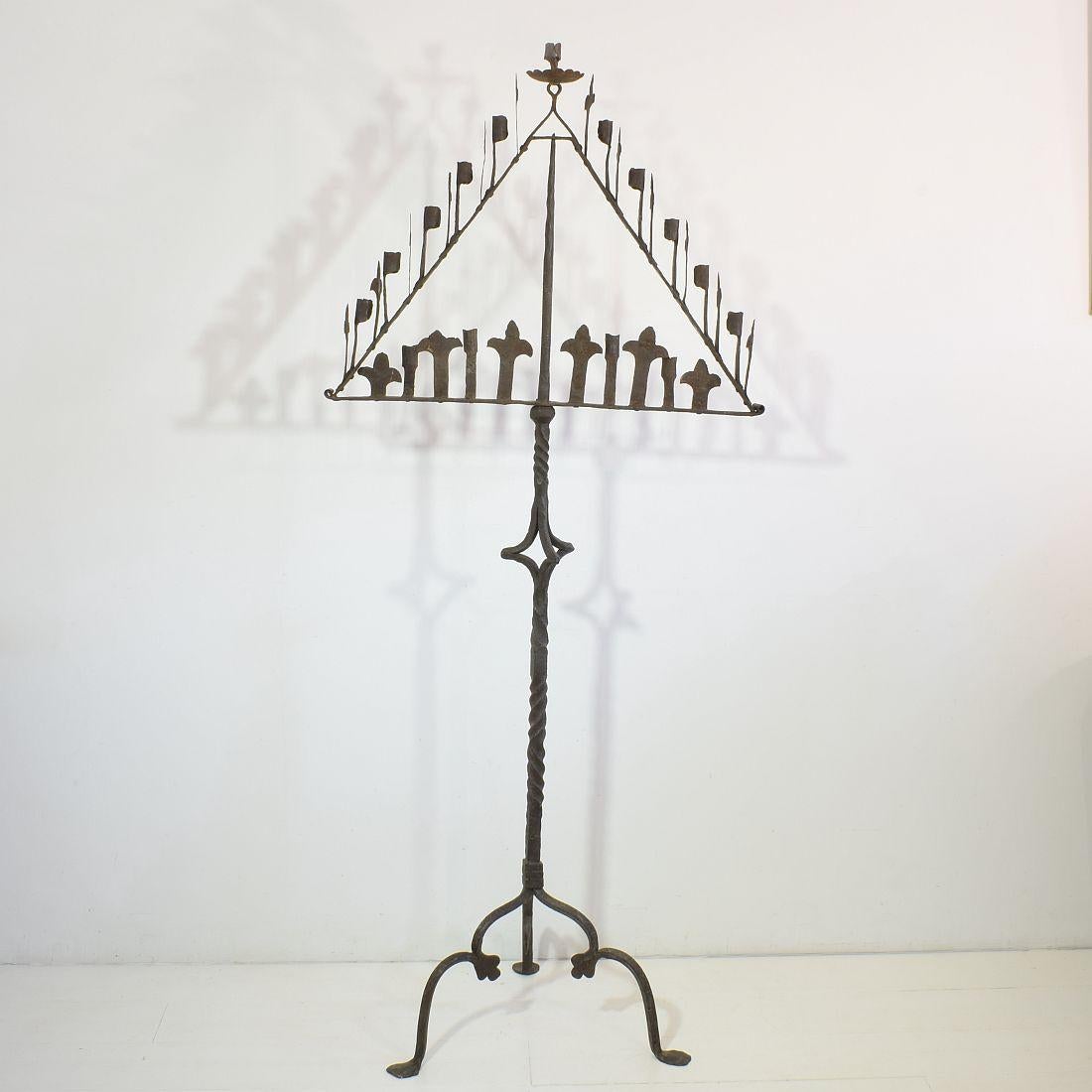 Large French 17th Century Hand Forged Iron Candleholder 2