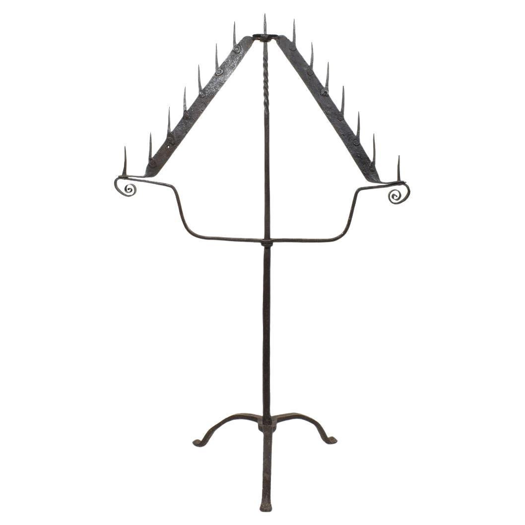 Large French 17th Century Hand Forged Iron Candleholder