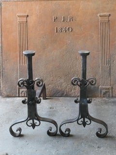 Large French 18th Century Andirons or Landiers