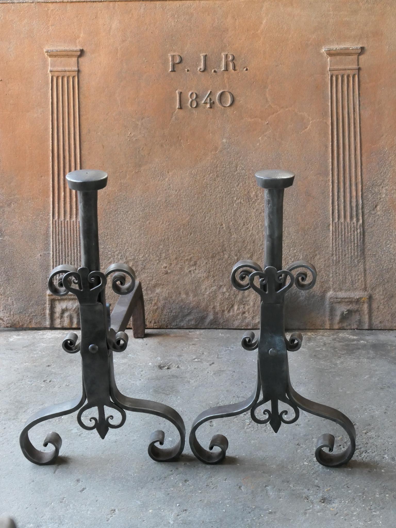 Louis XV Large French 18th Century Andirons or Landiers For Sale