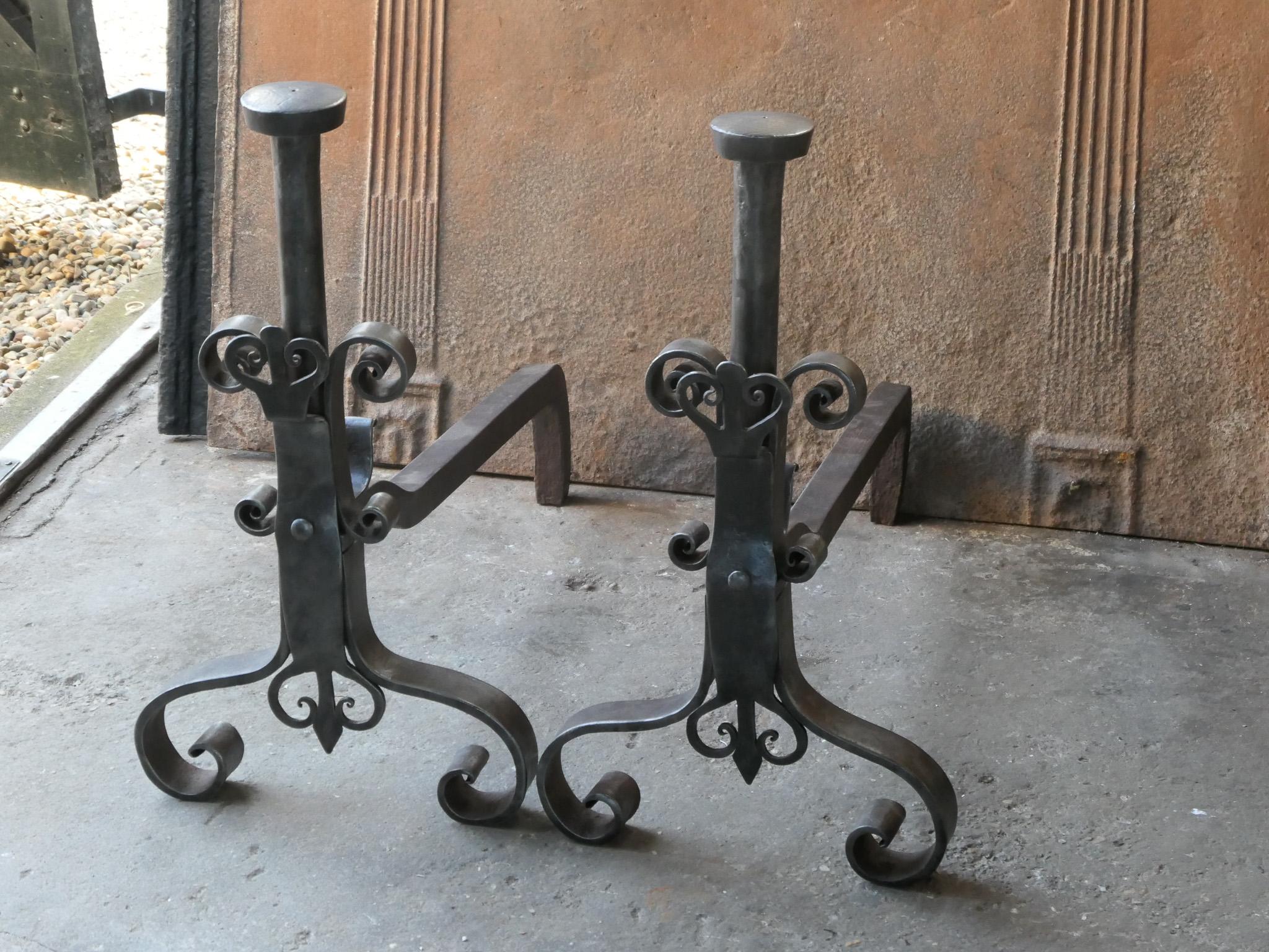 Large French 18th Century Andirons or Landiers In Good Condition For Sale In Amerongen, NL