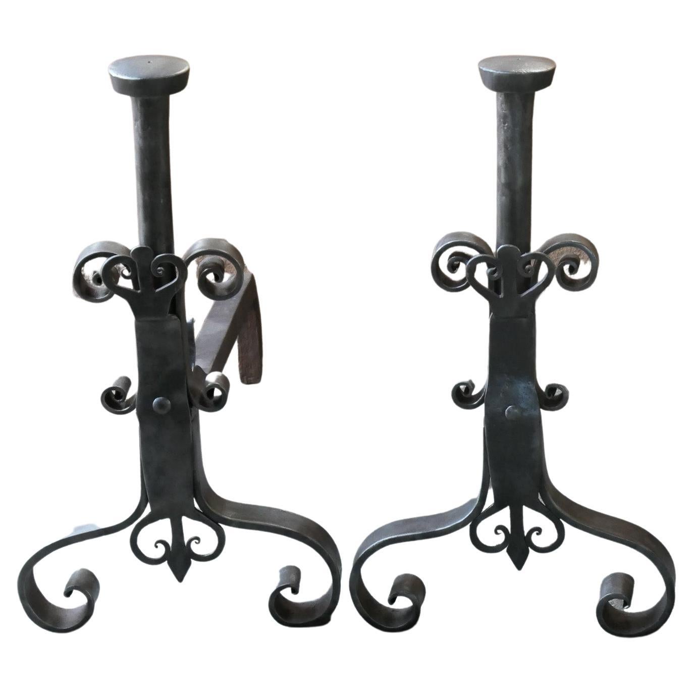 Large French 18th Century Andirons or Landiers