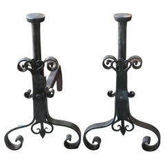Used Large French 18th Century Andirons or Landiers