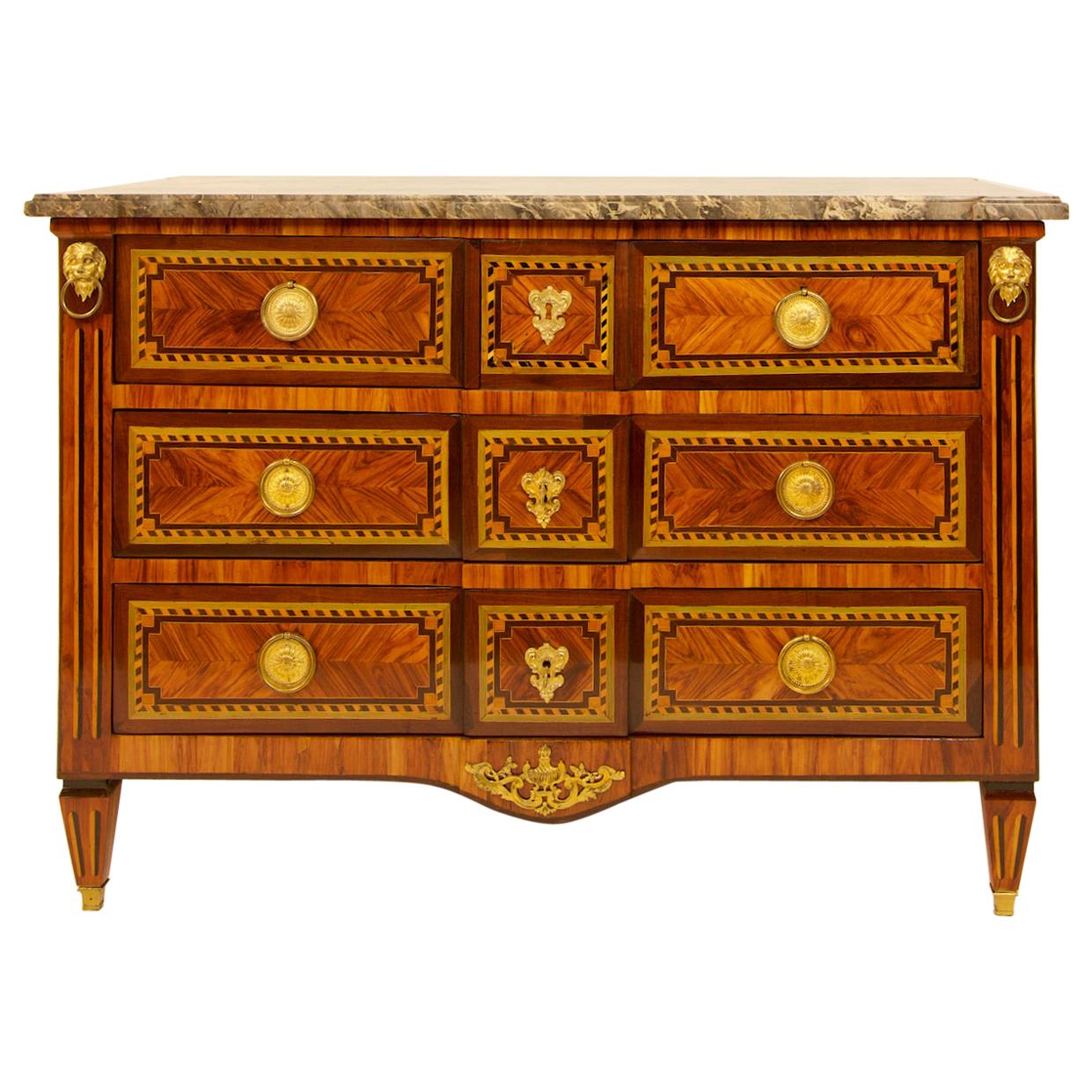 Large French 18th Century Louis XVI Marquetry Commode or Chest of Drawers