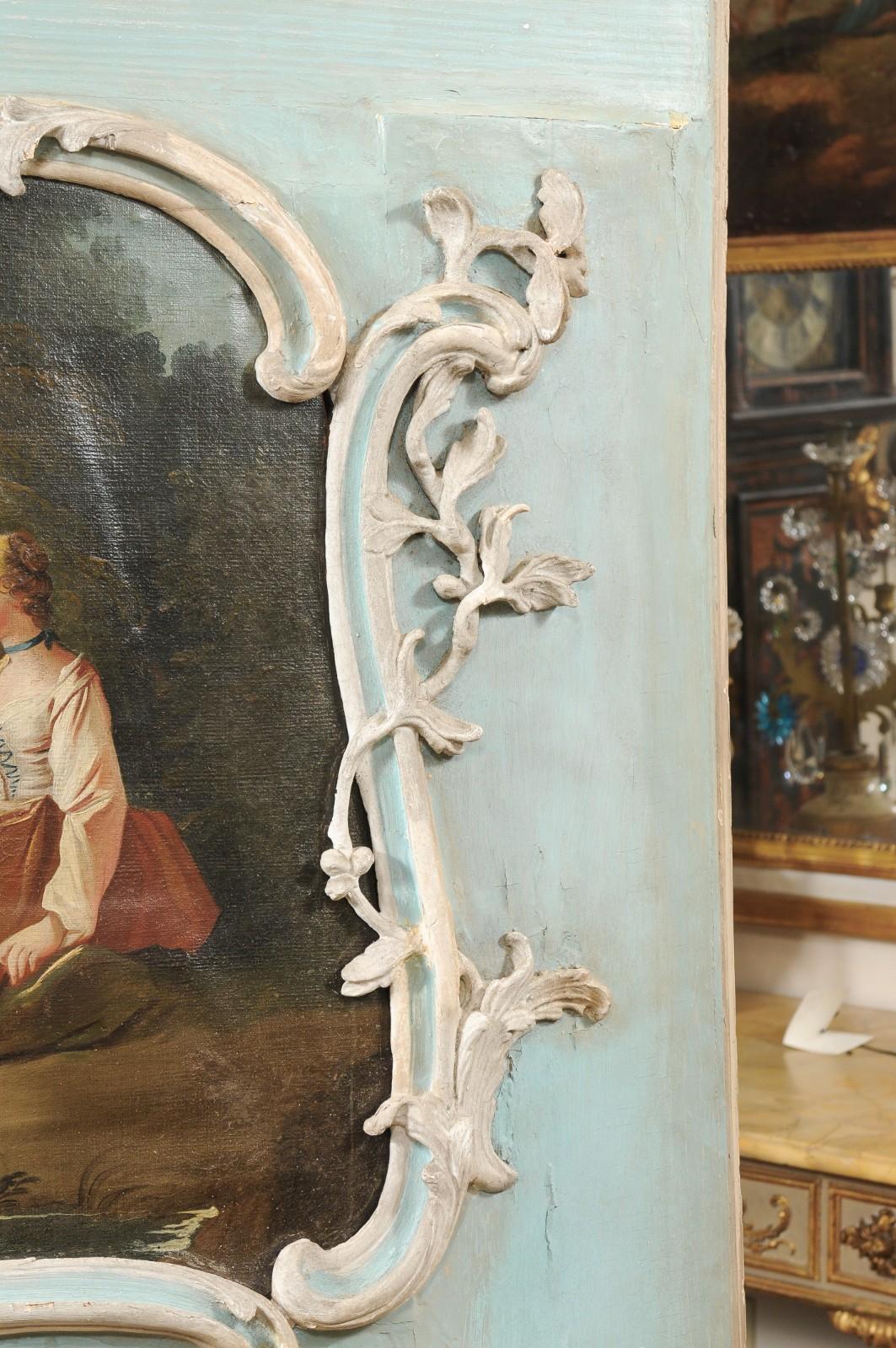 Grande specchio francese Regence Trumeau del 18° secolo con olio in vendita 9