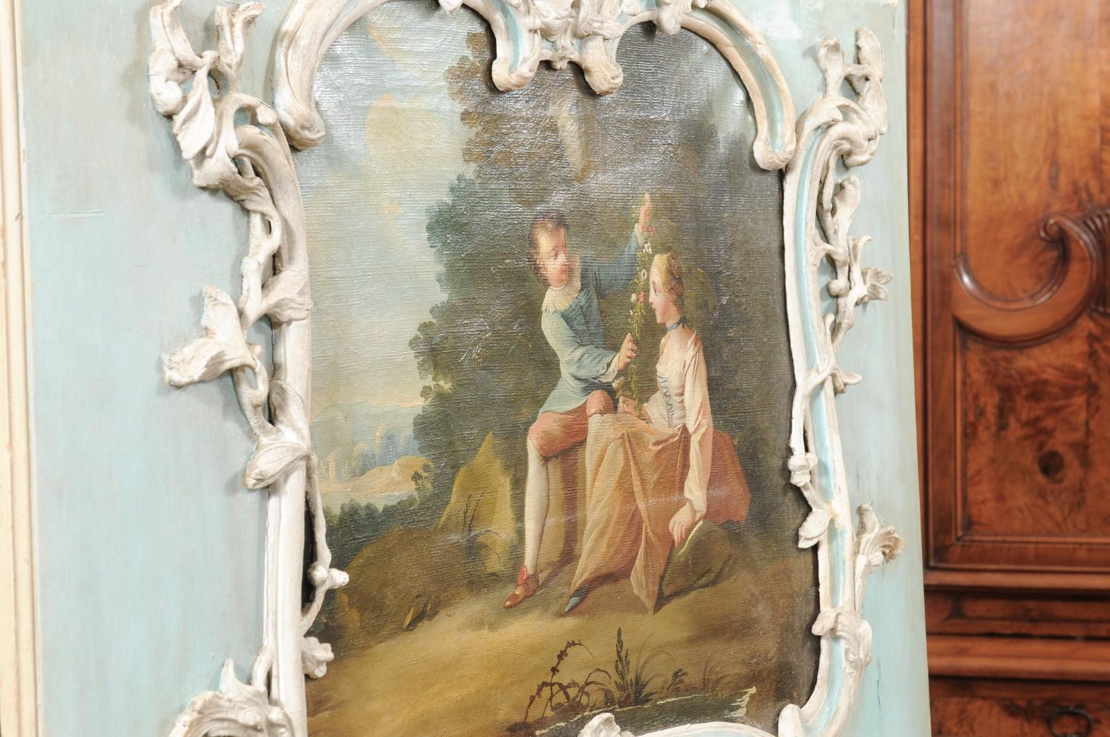 Grande specchio francese Regence Trumeau del 18° secolo con olio in vendita 3