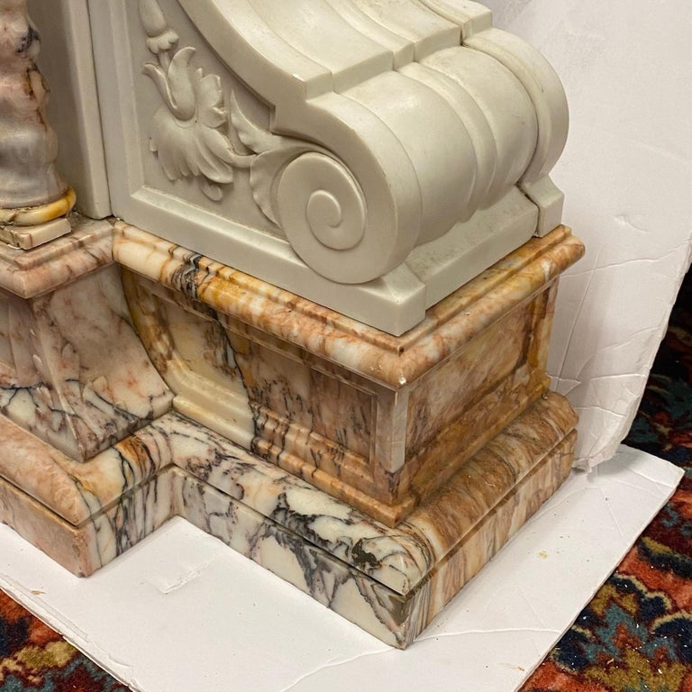 Large French 19 Century Carved Marble Mantel Clock For Sale at 1stDibs