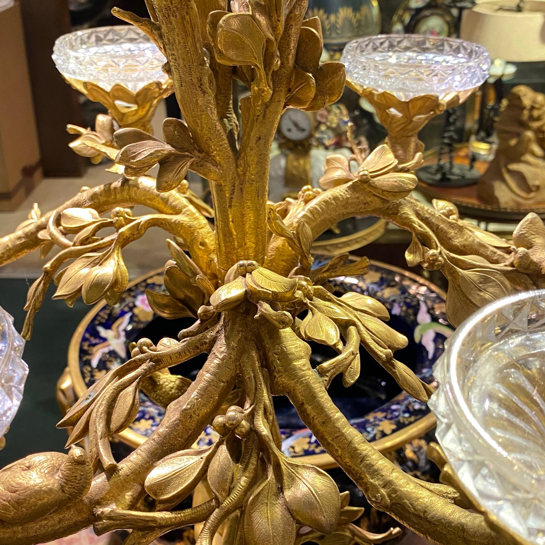 Large French 19th Century Gilt Bronze and Cut Glass Epergne 9