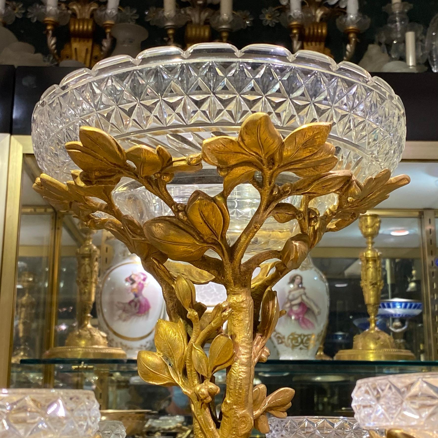 Large French 19th Century Gilt Bronze and Cut Glass Epergne 1