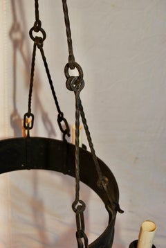 Large French 1920s Wrought Iron Chandelier
