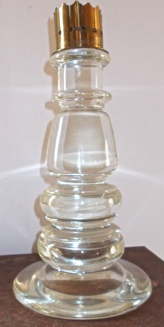 Large French 40s Glass Candlestick