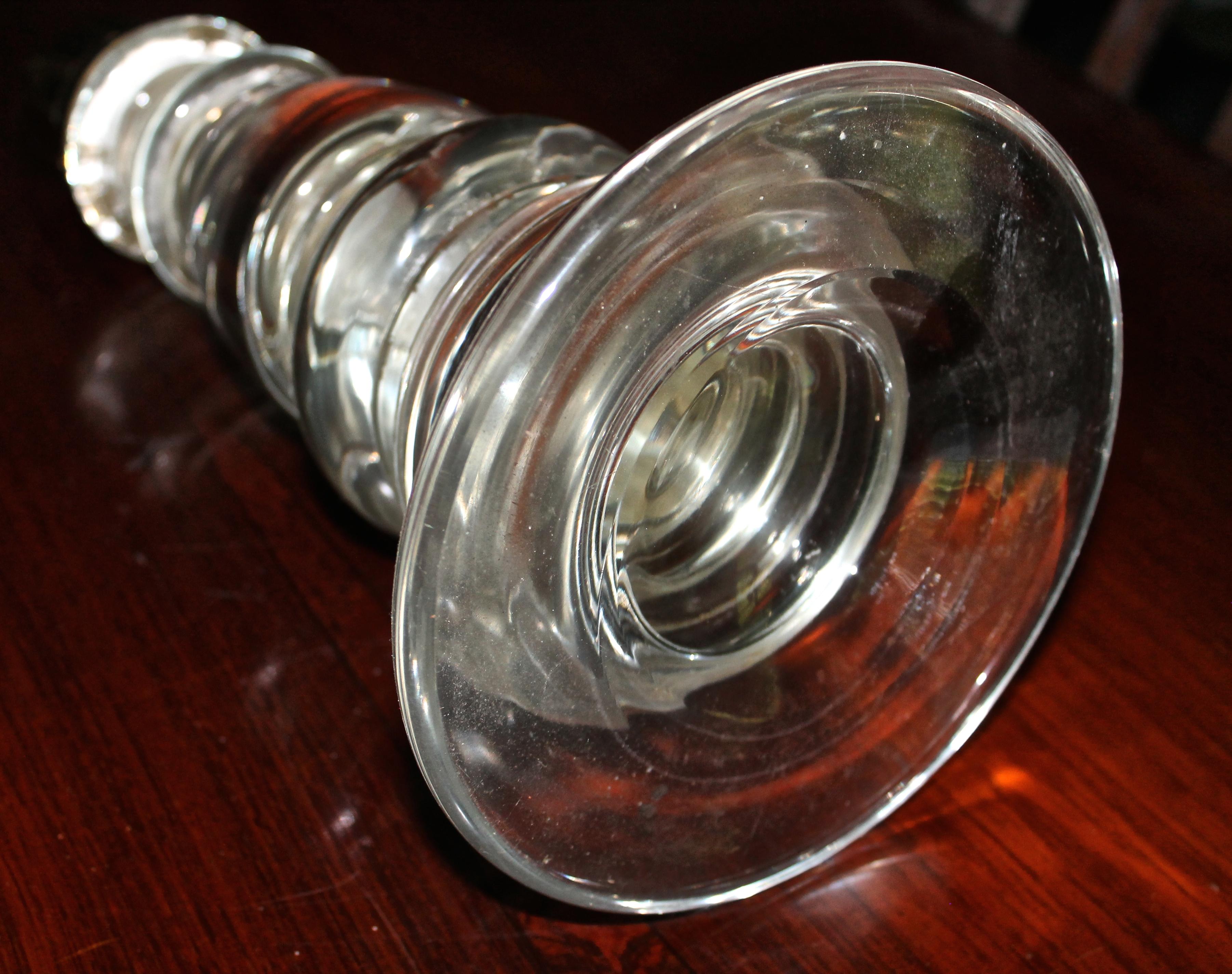 Cast Large French 40s Glass Candlestick