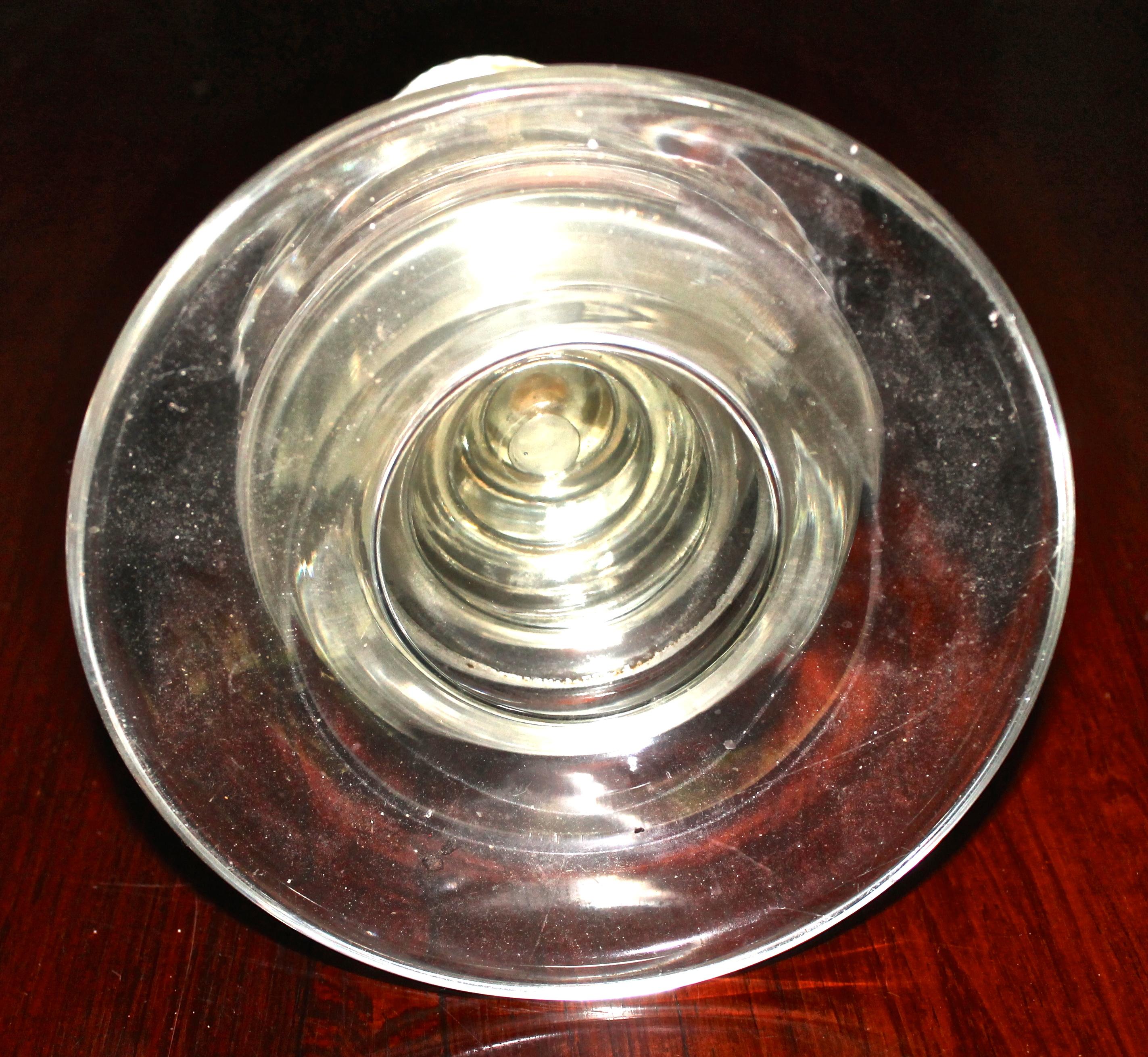 Large French 40s Glass Candlestick In Good Condition In Sharon, CT