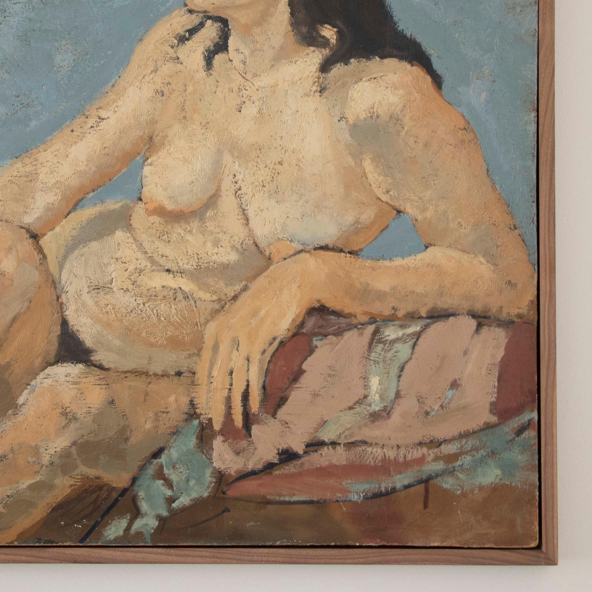 Grande dipinto espressionista francese degli anni '50, donna nuda In condizioni buone in vendita a Los Angeles, CA