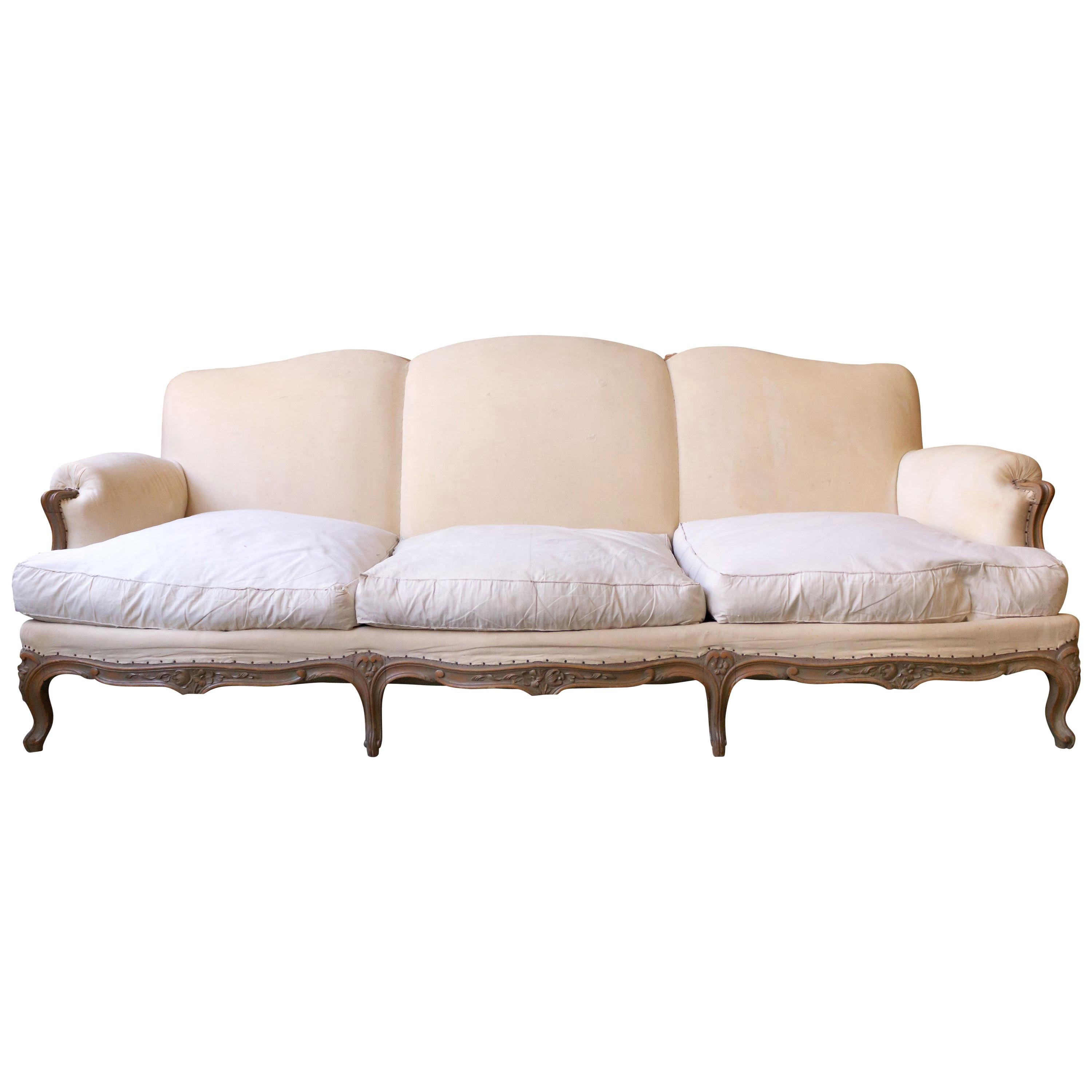 Large French 1950s Louis Xv Style Sofa