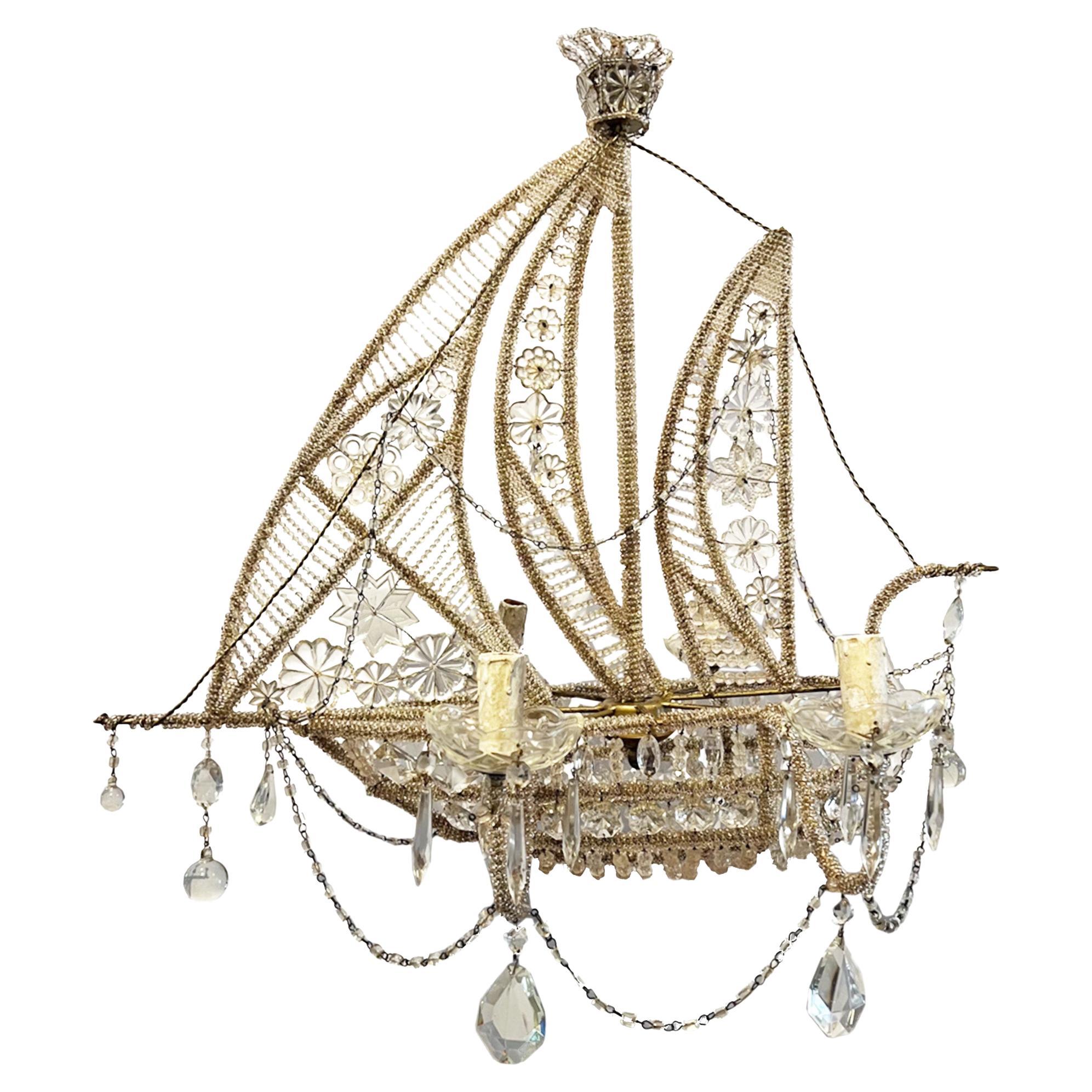 Large Crystal Ship Chandelier For Sale at 1stDibs