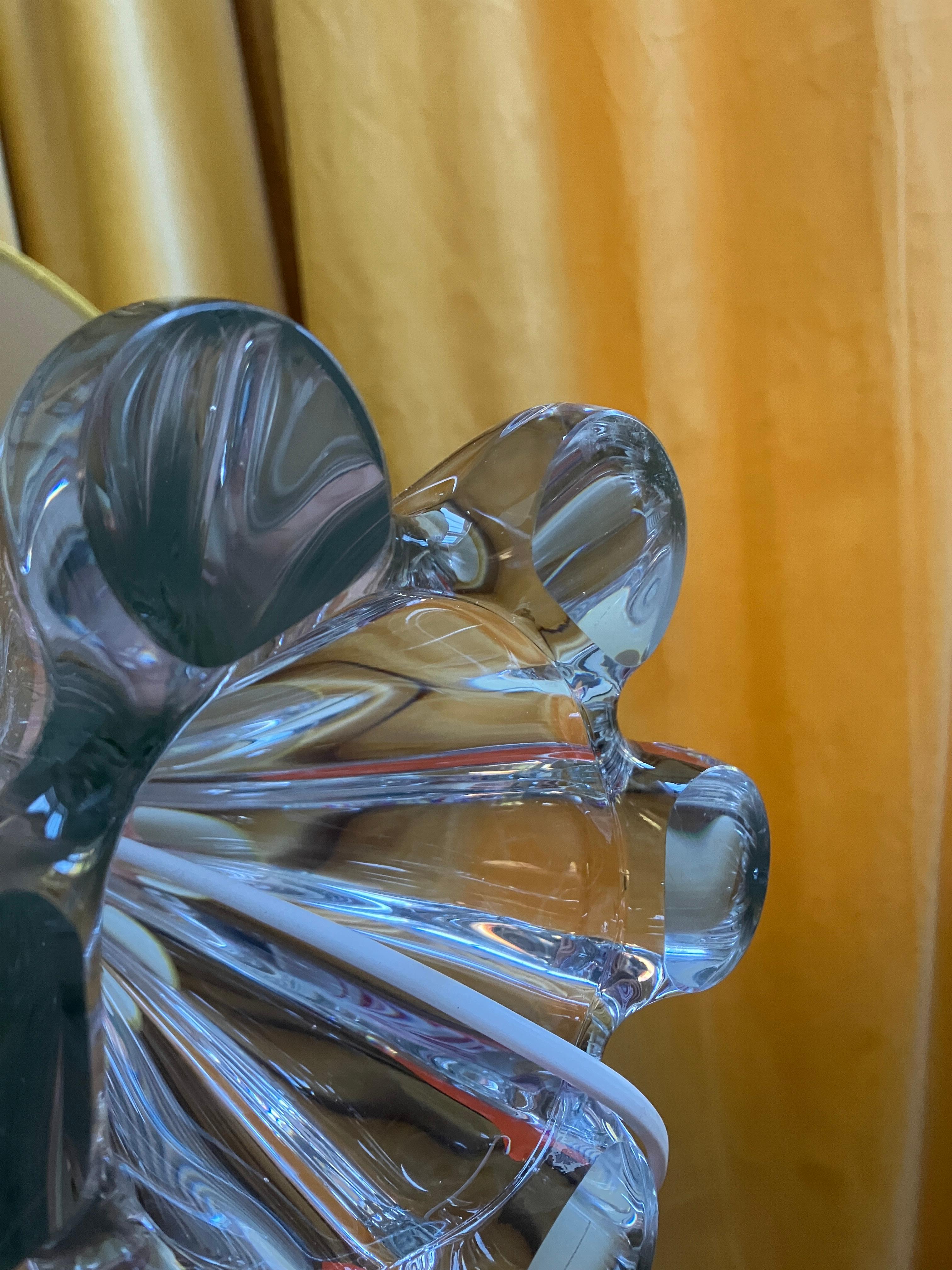 Art Glass Large French 1950s Solid Glass Table Lamp by Vannes Le Chatel Glassworks