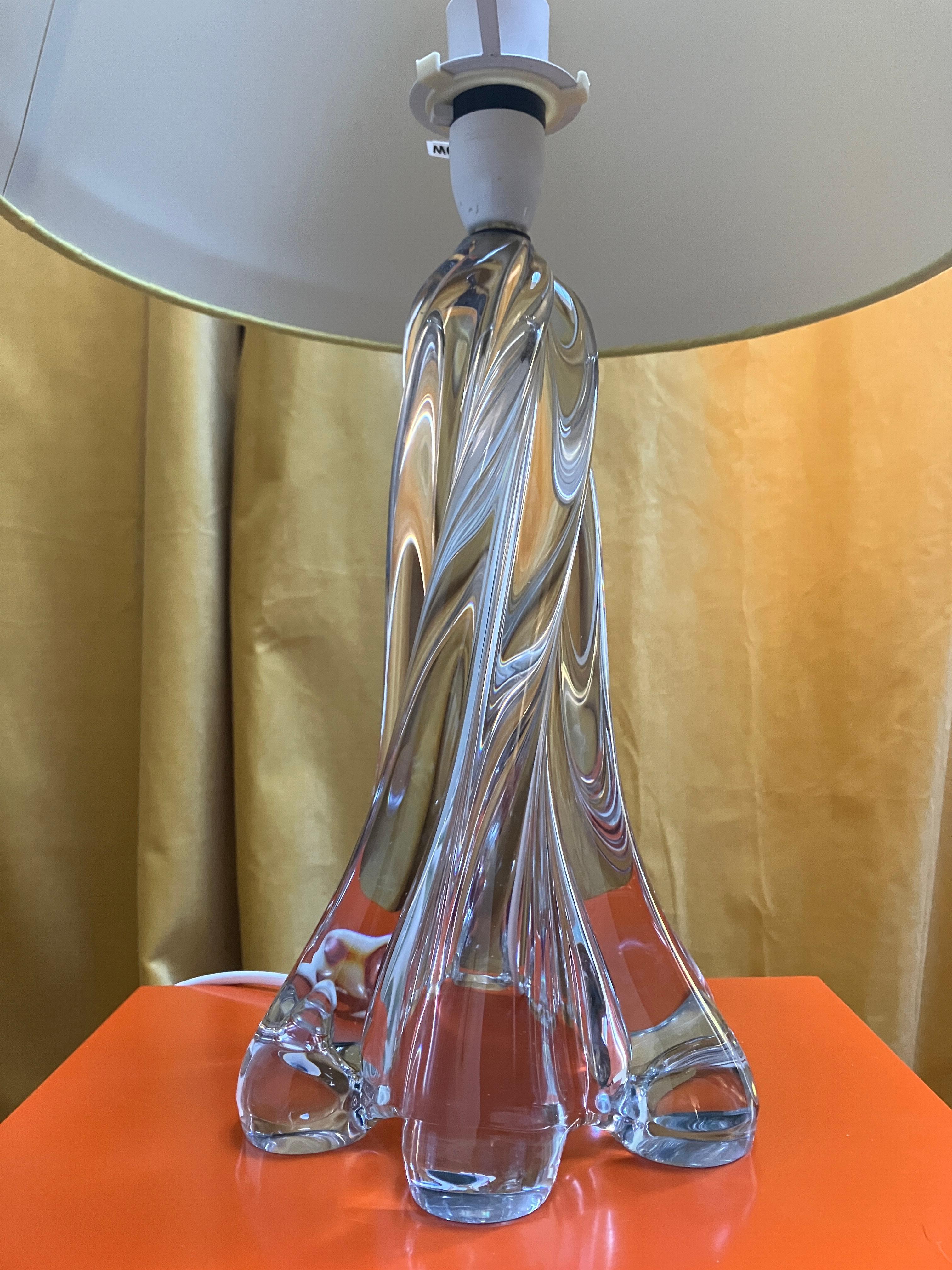 Large French 1950s Solid Glass Table Lamp by Vannes Le Chatel Glassworks 2