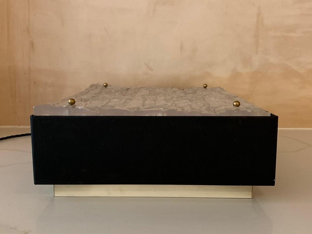 Mid-Century Modern Large, French, 1960s, Black and White Wall Light with Dallux Resin Panel For Sale