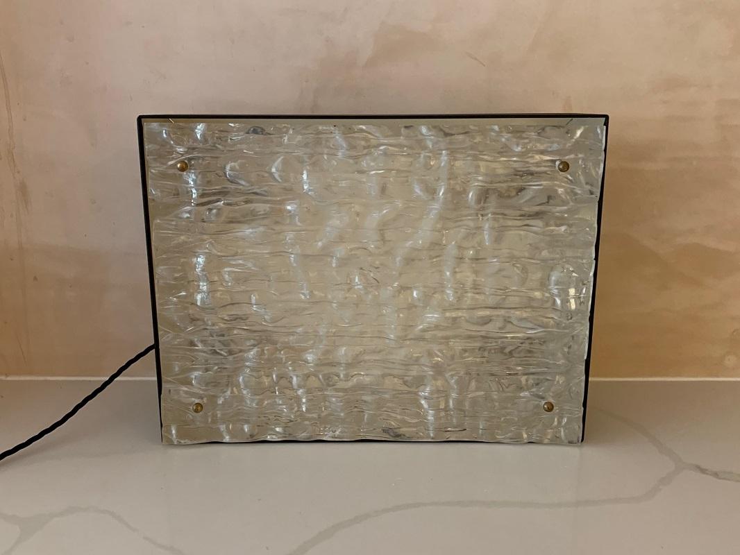 Large, French, 1960s, Black and White Wall Light with Dallux Resin Panel For Sale 1
