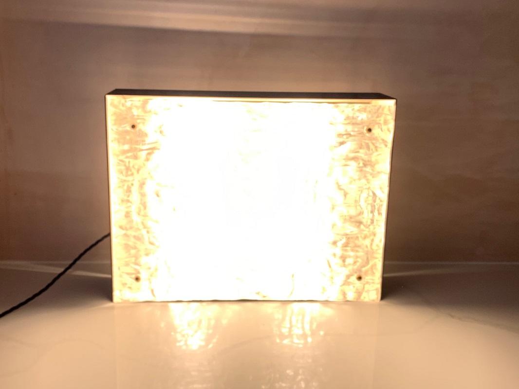 Large, French, 1960s, Black and White Wall Light with Dallux Resin Panel For Sale 2