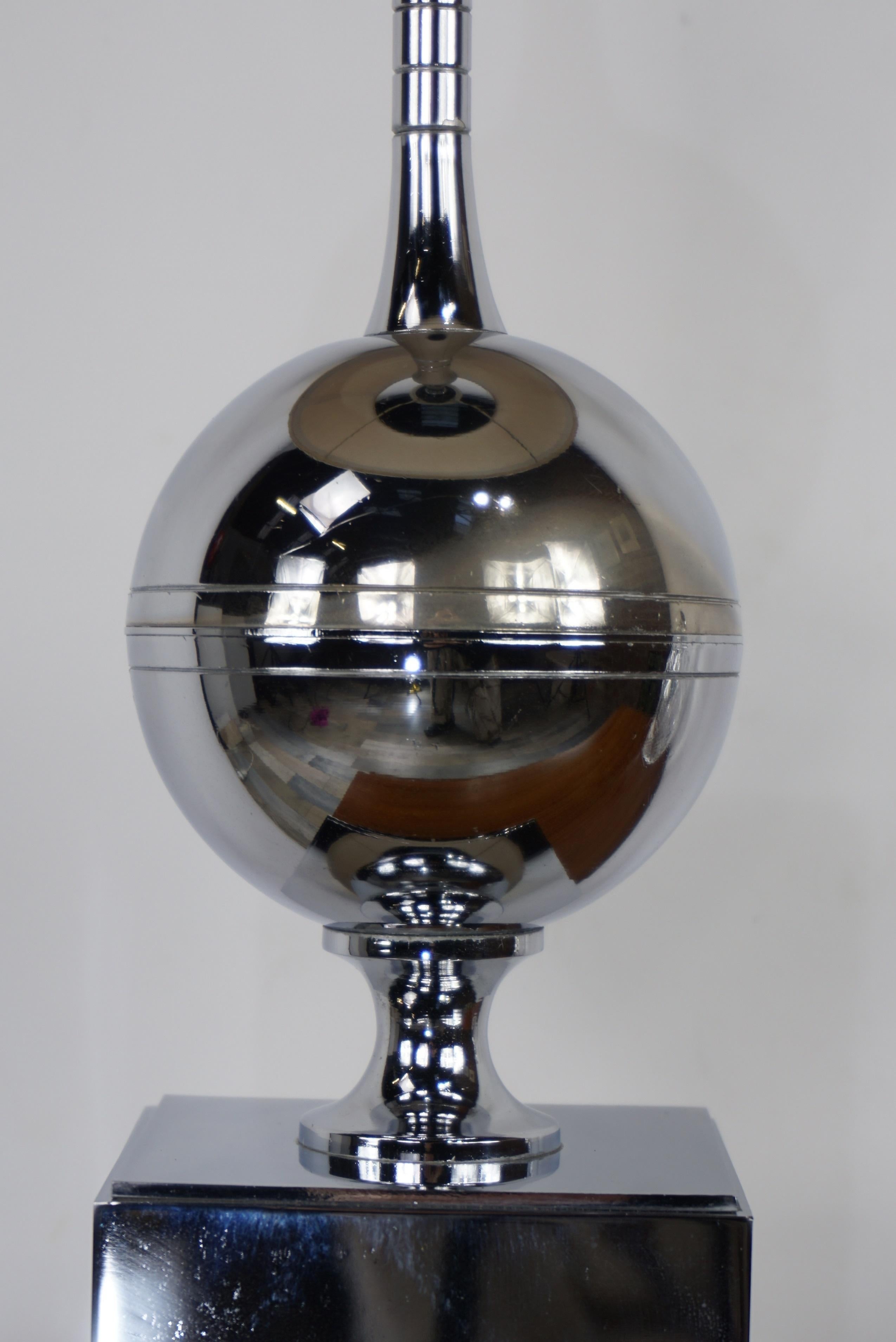 Hollywood Regency Large French 1960s Design Chrome Metal Lamp