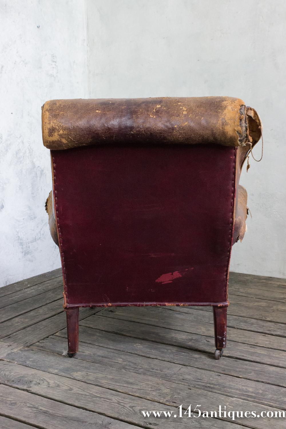 Large French 19th Century Leather Armchair For Sale 3