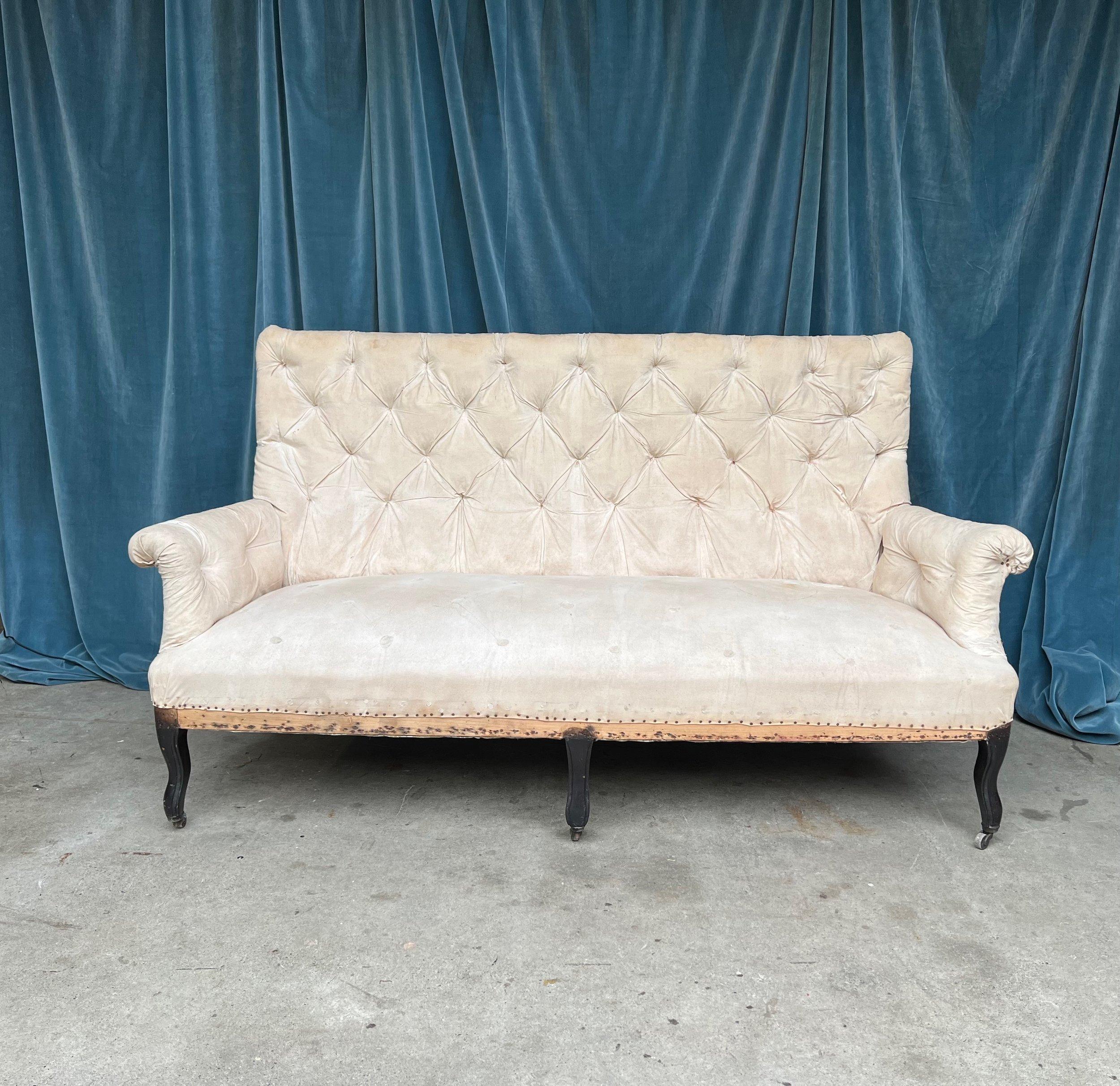 Large French 19th C Napoleon III Tufted Sofa For Sale 8