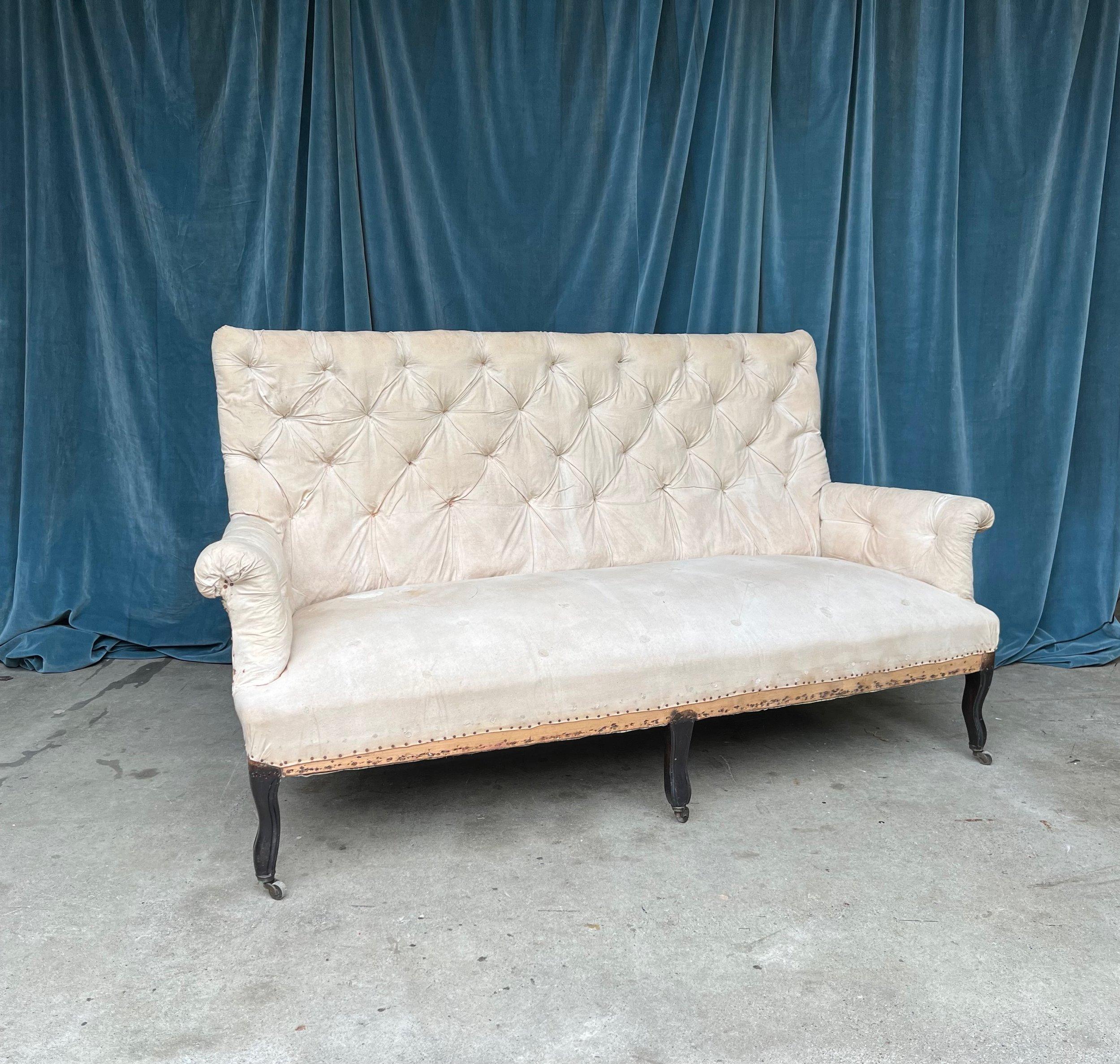 19th Century Large French 19th C Napoleon III Tufted Sofa For Sale