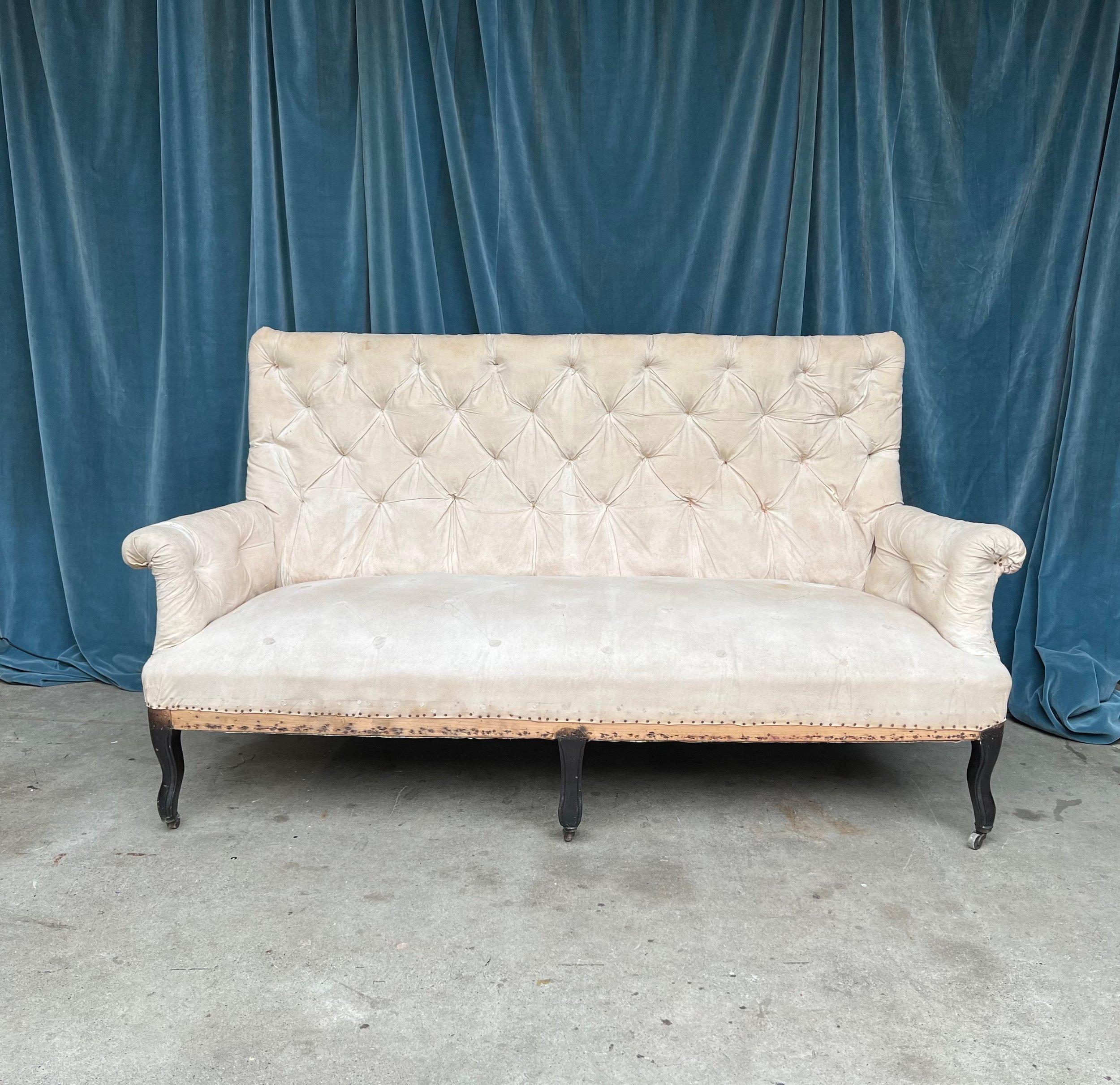 Upholstery Large French 19th C Napoleon III Tufted Sofa For Sale